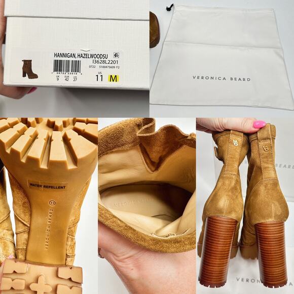 NWT Veronica Beard Hannigan Lug Sole Suede Hazelwood Buckle Boots Booties 11 - Picture 12 of 15